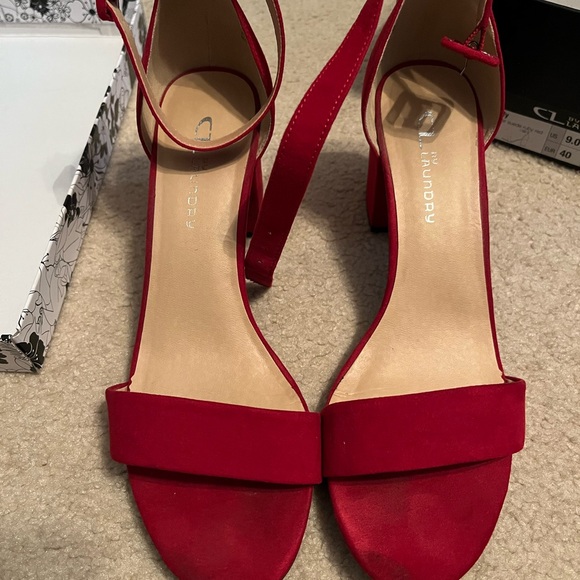 Ruby Red Block Heels - Picture 3 of 9